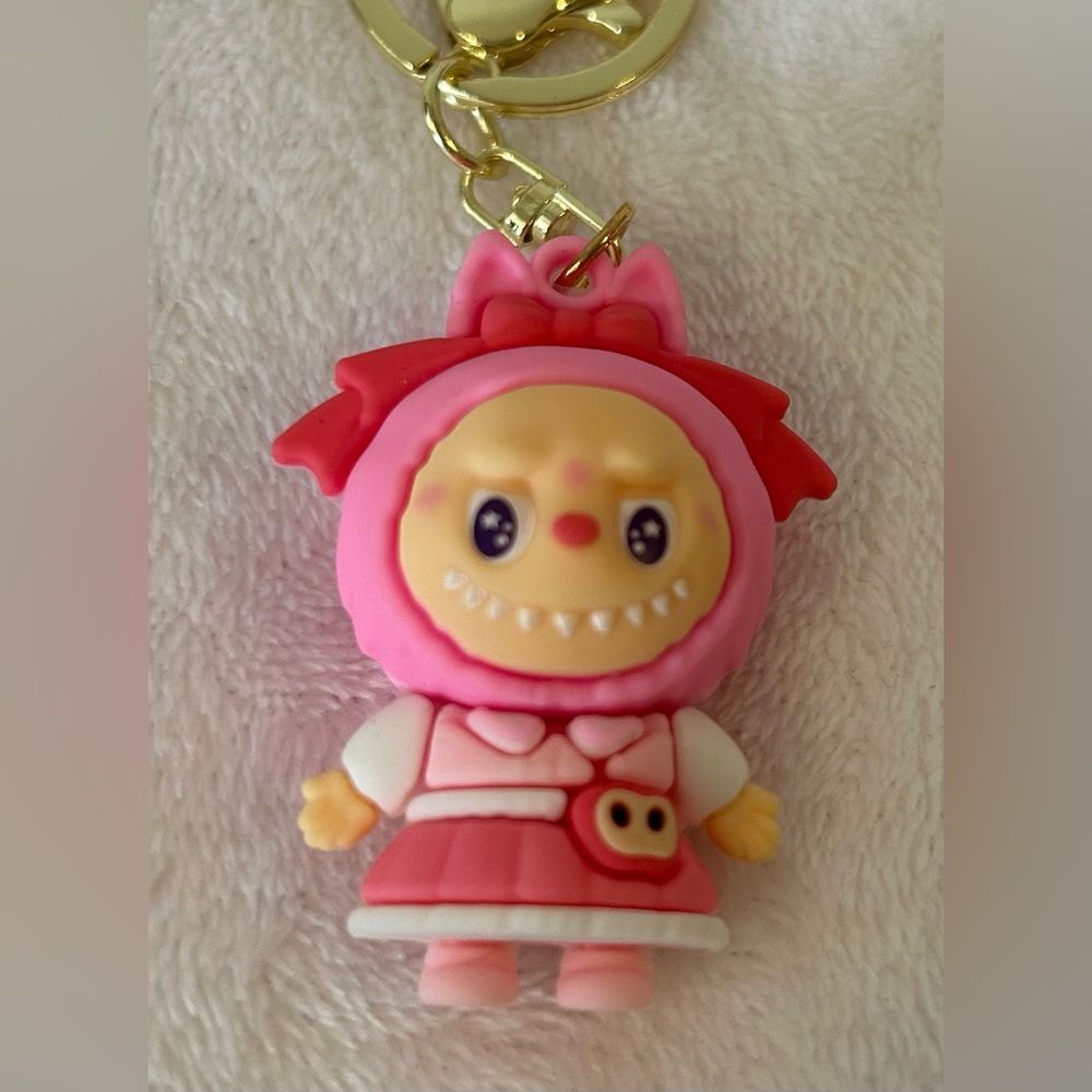 Labubu monster Cute Pink Character Keychain